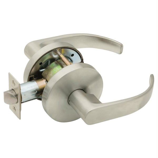 Grade 2 Communicating/Exit Cylindrical Lock, Non-Keyed, Quantum Lever, Standard Rose, Satin Nickel